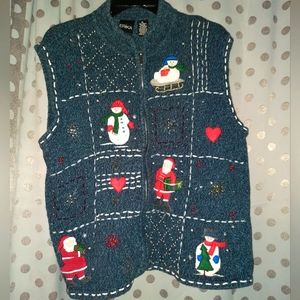 ERIKA Holiday Full Zip Sweater Vest XL
